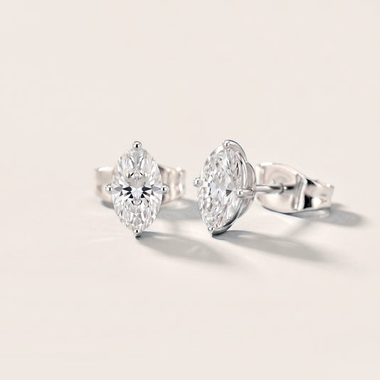 Stella Four-Prong Oval Diamond Earrings in Silver [studio-metal-20261024]