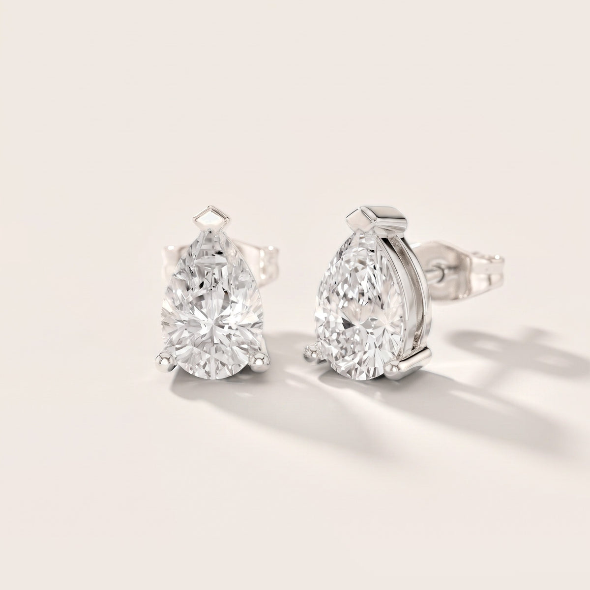 Chevron Pear Diamond Earrings in White Gold [studio-metal-20261024]