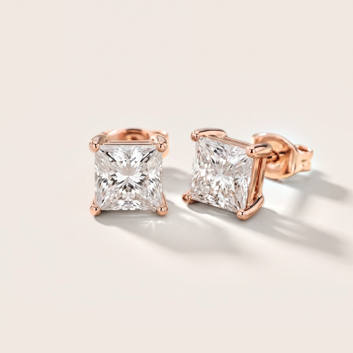 Ember Four-Prong Princess Diamond Earrings in Rose Gold [studio-metal-20261024]