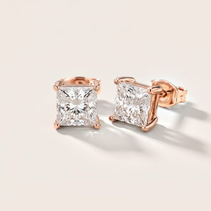Ember Four-Prong Princess Diamond Earrings in Rose Gold [studio-metal-20261024]