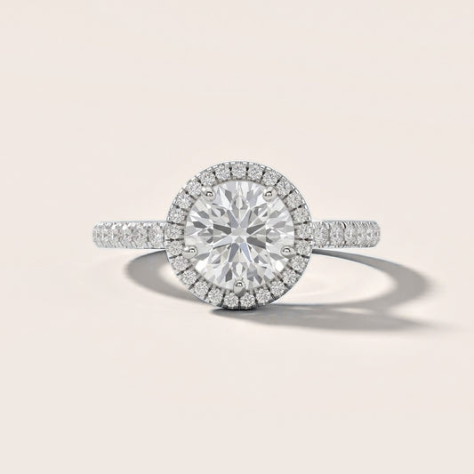 Mabel Halo French Pavé Round Diamond Engagement Ring in White Gold [studio-metal-20261024]