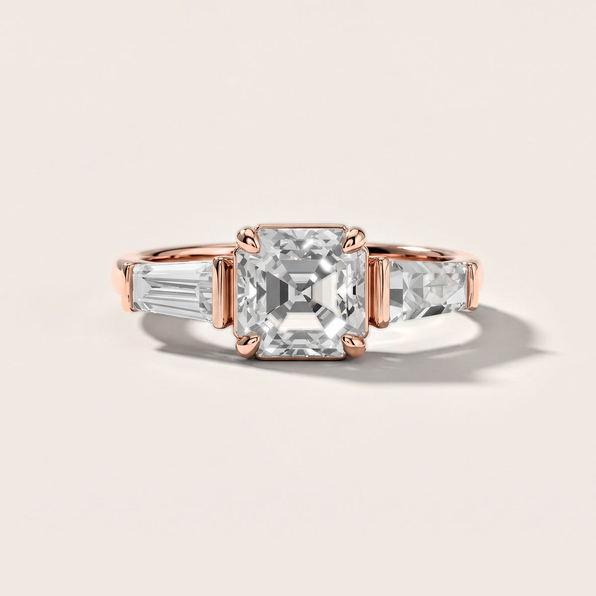 Layla Tapered Baguette Asscher Diamond Engagement Ring in Rose Gold [studio-metal-20261024]
