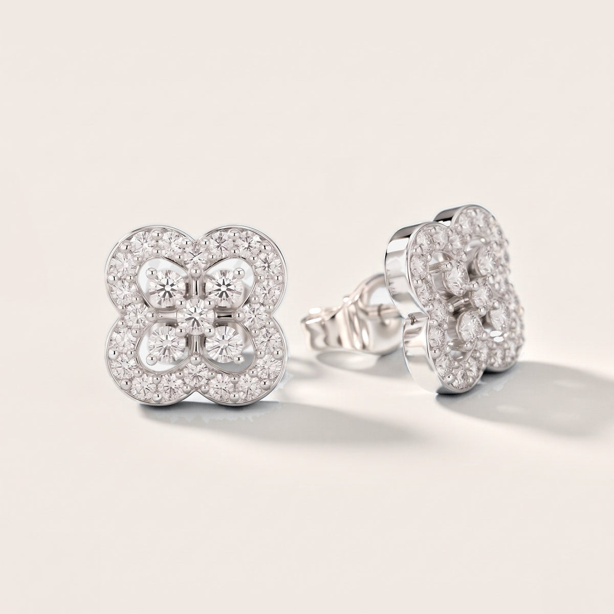 Fleur Tapestry Round Diamond Earrings in Silver [studio-metal-20261024]