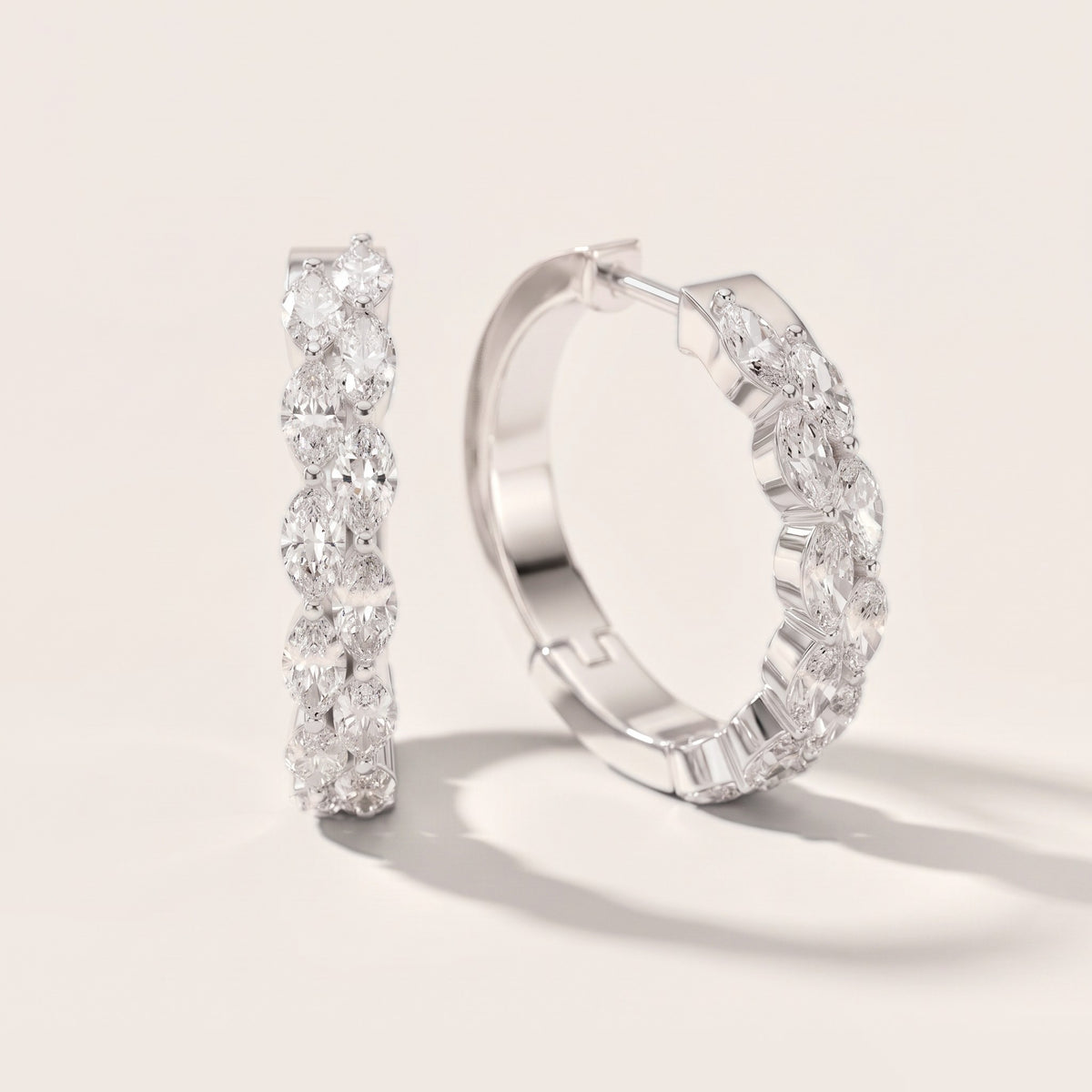 Enchanted Flora Marquise Diamond Hoop Earrings in White Gold [studio-metal-20261024]