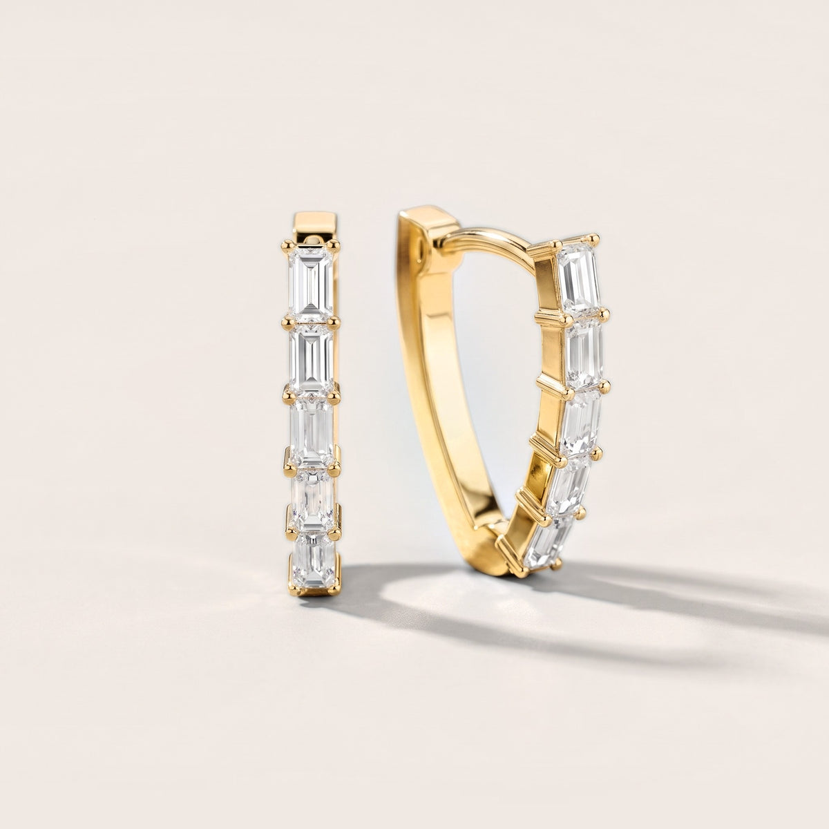 Essential Prism Emerald Diamond Hoop Earrings in Yellow Gold [studio-metal-20261024]