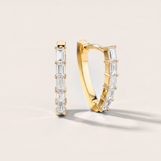 Essential Prism Emerald Diamond Hoop Earrings in Yellow Gold [studio-metal-20261024]