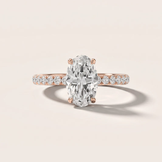 Thea Hidden Halo Pavé Oval Diamond Engagement Ring in Rose Gold [studio-metal-20261024]