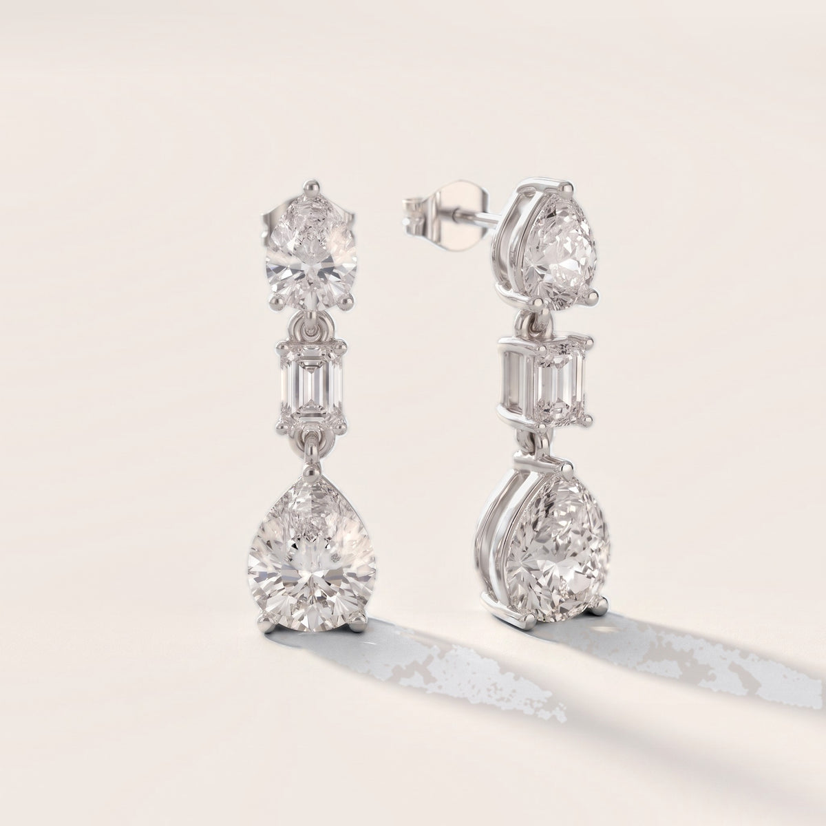 Celeste Emerald & Pear Diamond Drop Earrings in White Gold [studio-metal-20261024]