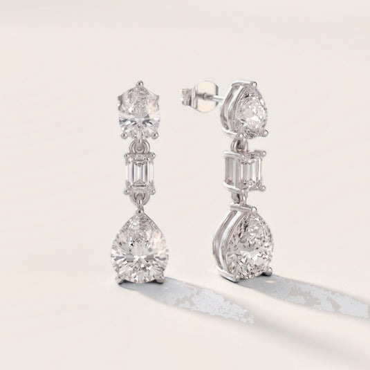 Celeste Emerald & Pear Diamond Drop Earrings in White Gold [studio-metal-20261024]