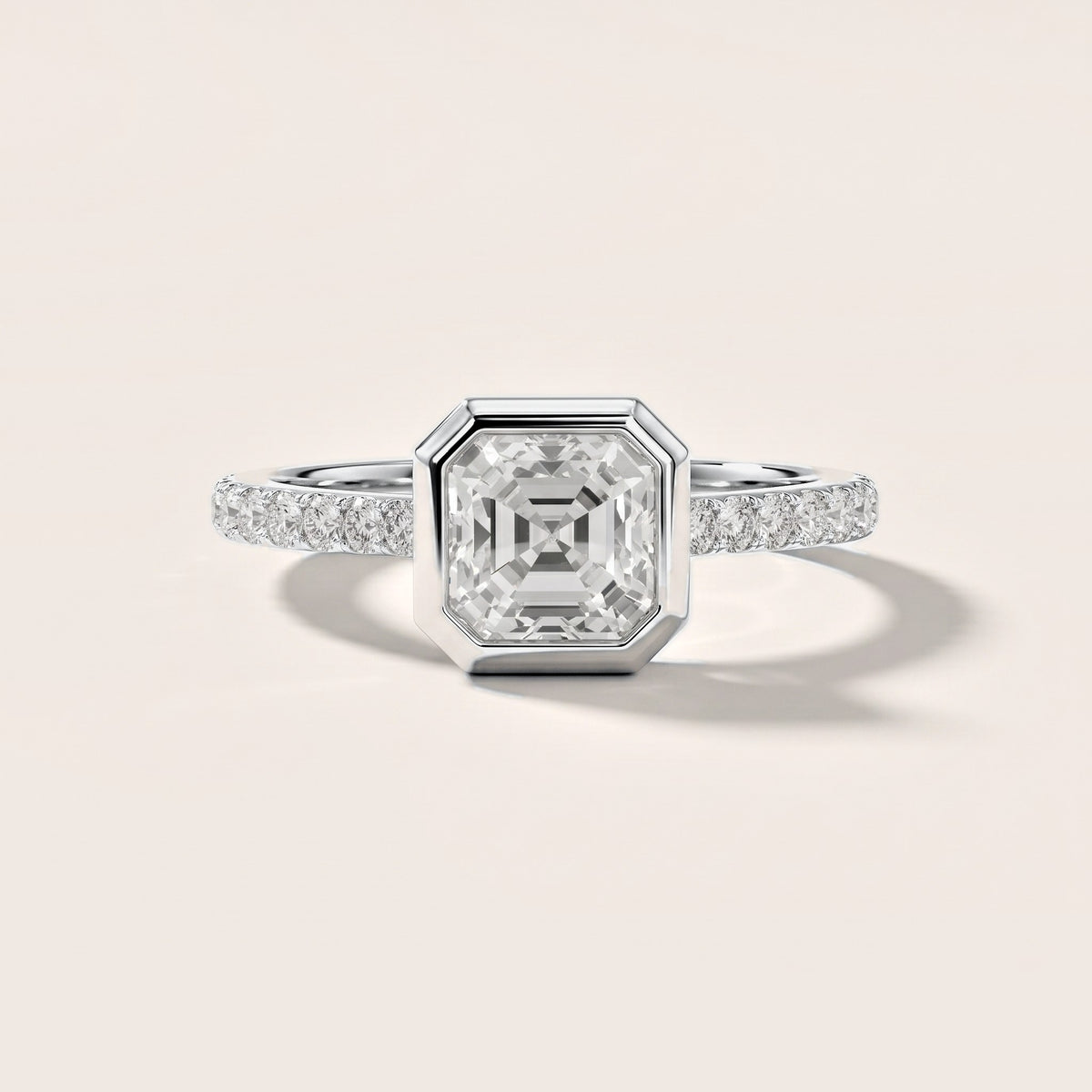 Cora Bezel Pavé Asscher Diamond Engagement Ring in Platinum [studio-metal-20261024]