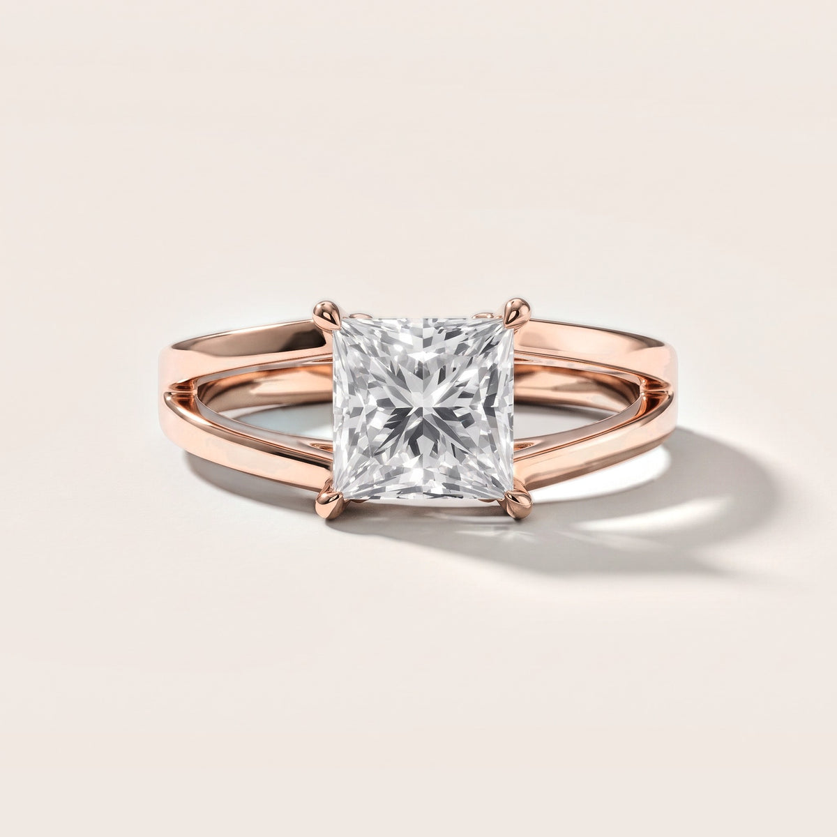 Giselle Solitaire Split Shank Princess Diamond Engagement Ring in Rose Gold [studio-metal-20261024]