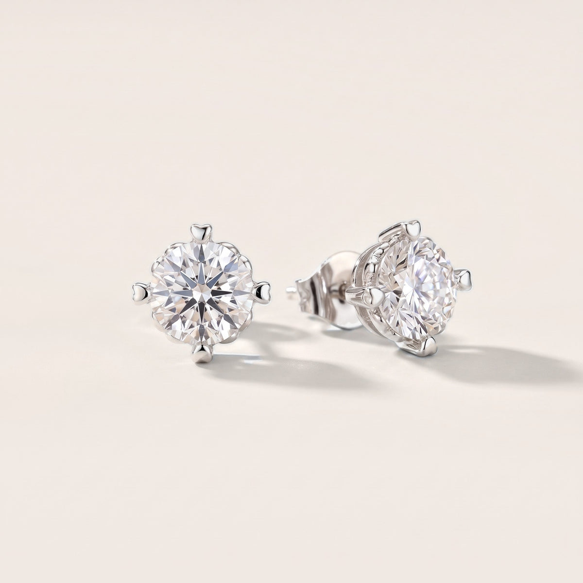 Heritage Solitaire Cushion Diamond Earrings in Silver [studio-metal-20261024]