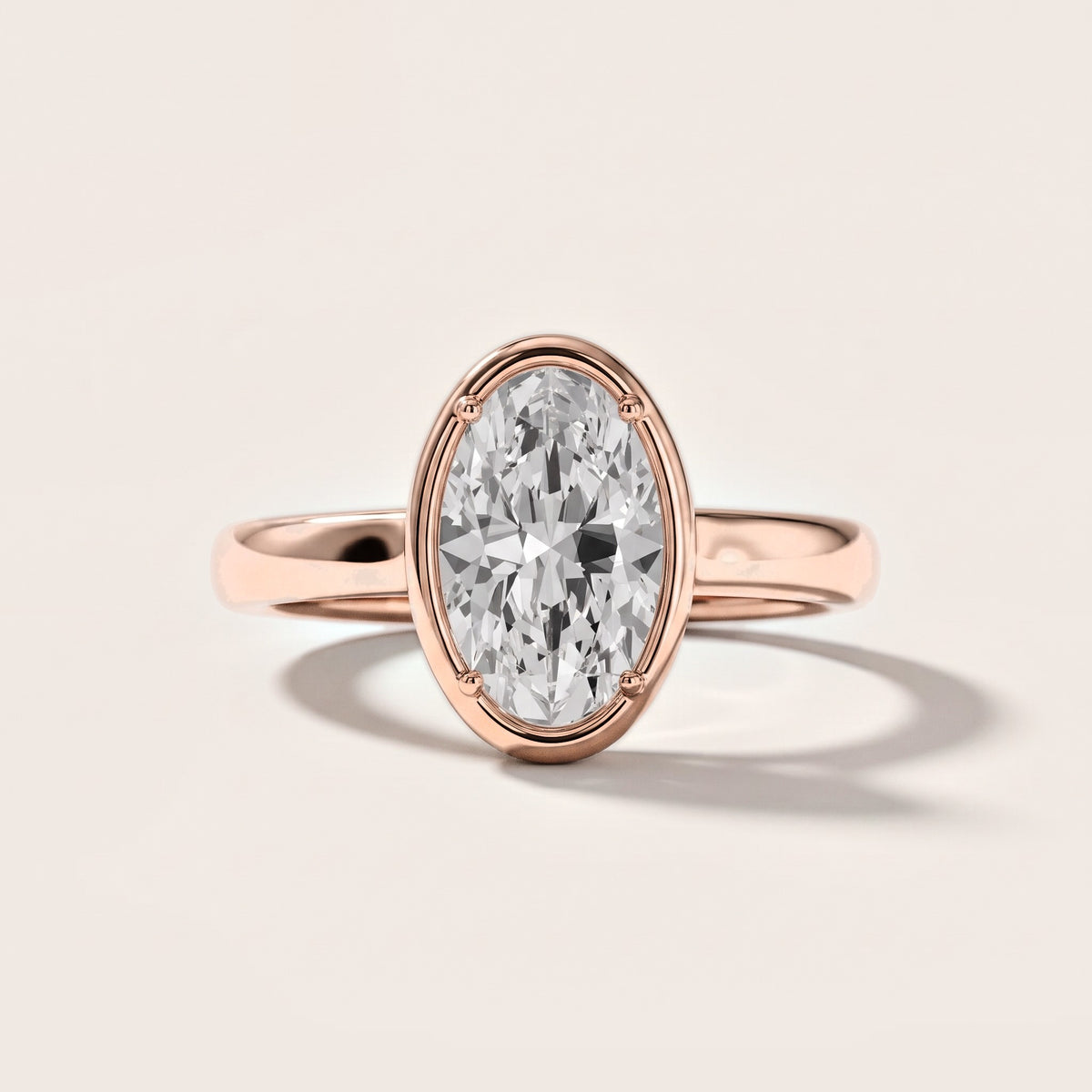 Alina Bezel Solitaire Oval Diamond Engagement Ring in Rose Gold [studio-metal-20261024]