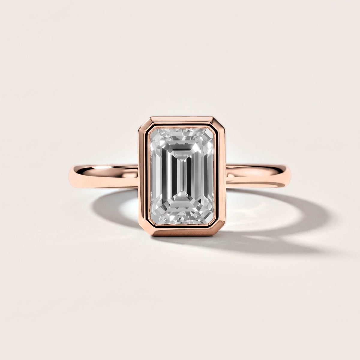 Maeve Bezel Solitaire Emerald Diamond Engagement Ring in Rose Gold [studio-metal-20261024]