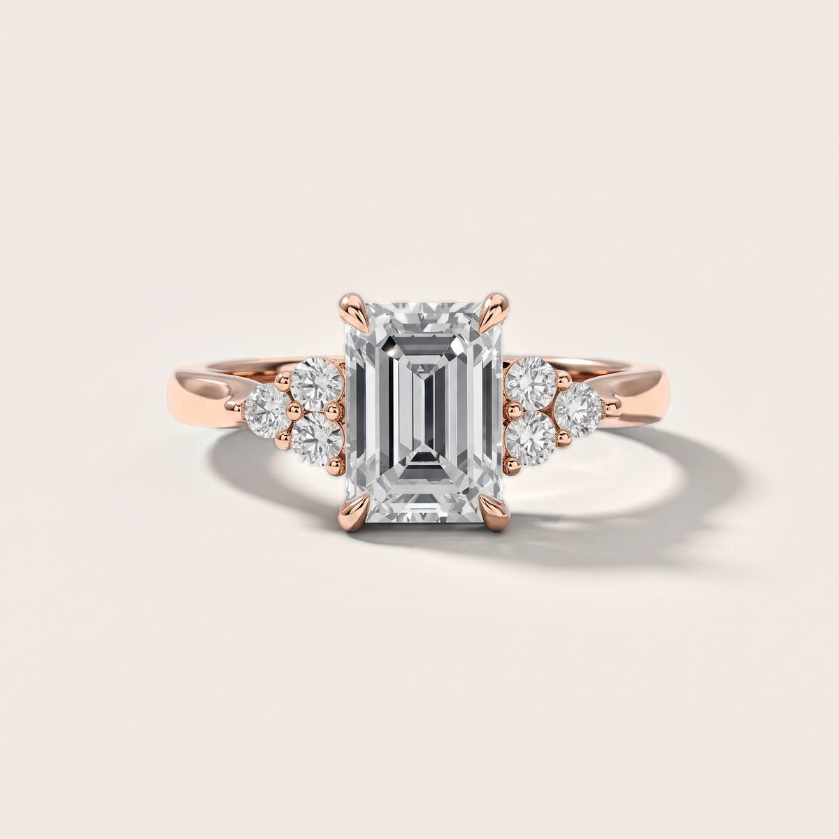 Anya Sidestone Cluster Emerald Diamond Engagement Ring in Rose Gold [studio-metal-20261024]