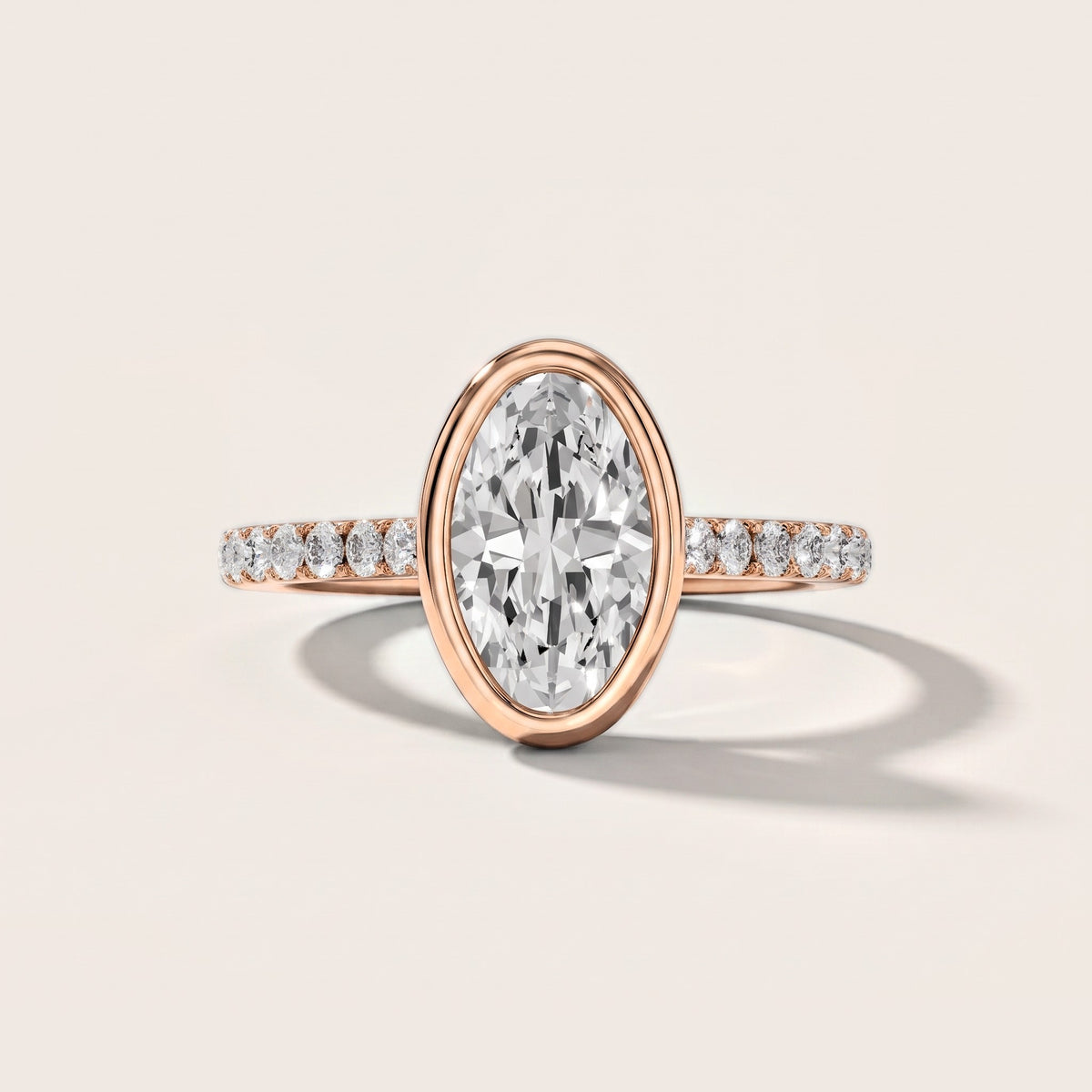 Cora Bezel Pavé Oval Diamond Engagement Ring in Rose Gold [studio-metal-20261024]