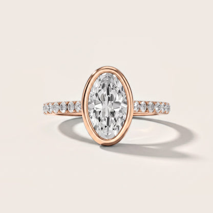 Cora Bezel Pavé Oval Diamond Engagement Ring in Rose Gold [studio-metal-20261024]