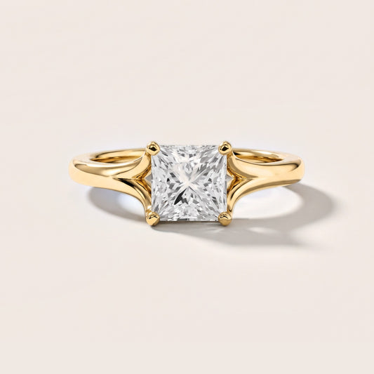 Nell Split Shank Solitaire Princess Diamond Engagement Ring in Yellow Gold [studio-metal-20261024]