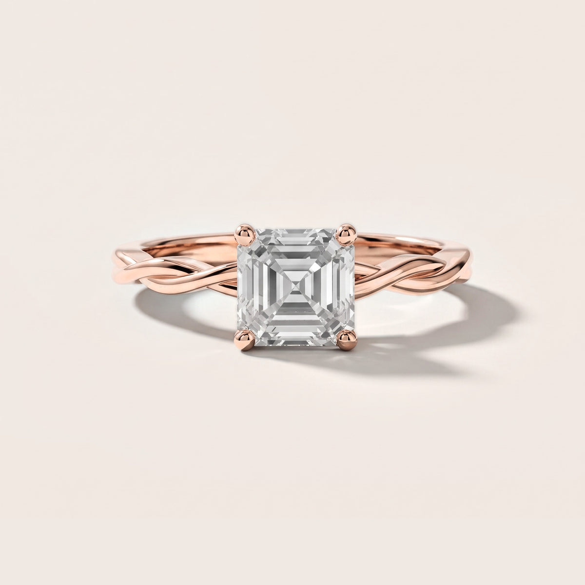 Iris Twist Asscher Diamond Engagement Ring in Rose Gold [studio-metal-20261024]