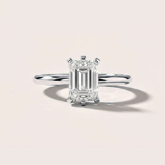 Arabella Six-Prong Solitaire Emerald Diamond Engagement Ring in White Gold [studio-metal-20261024]