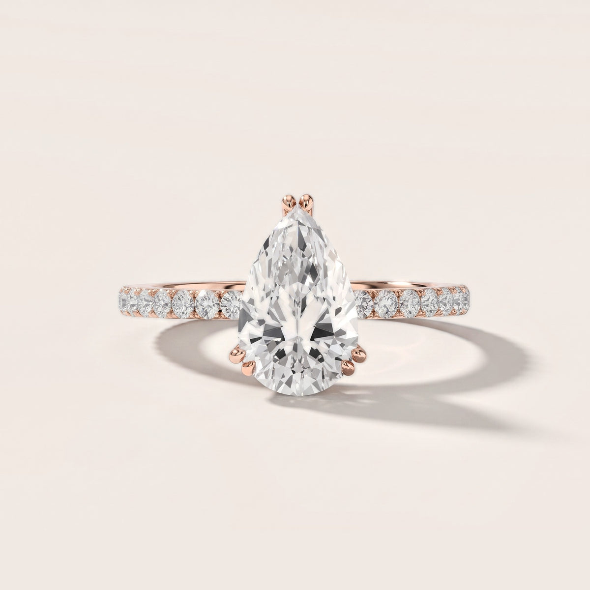 Luna Solitaire Pavé Pear Diamond Engagement Ring in Rose Gold [studio-metal-20261024]