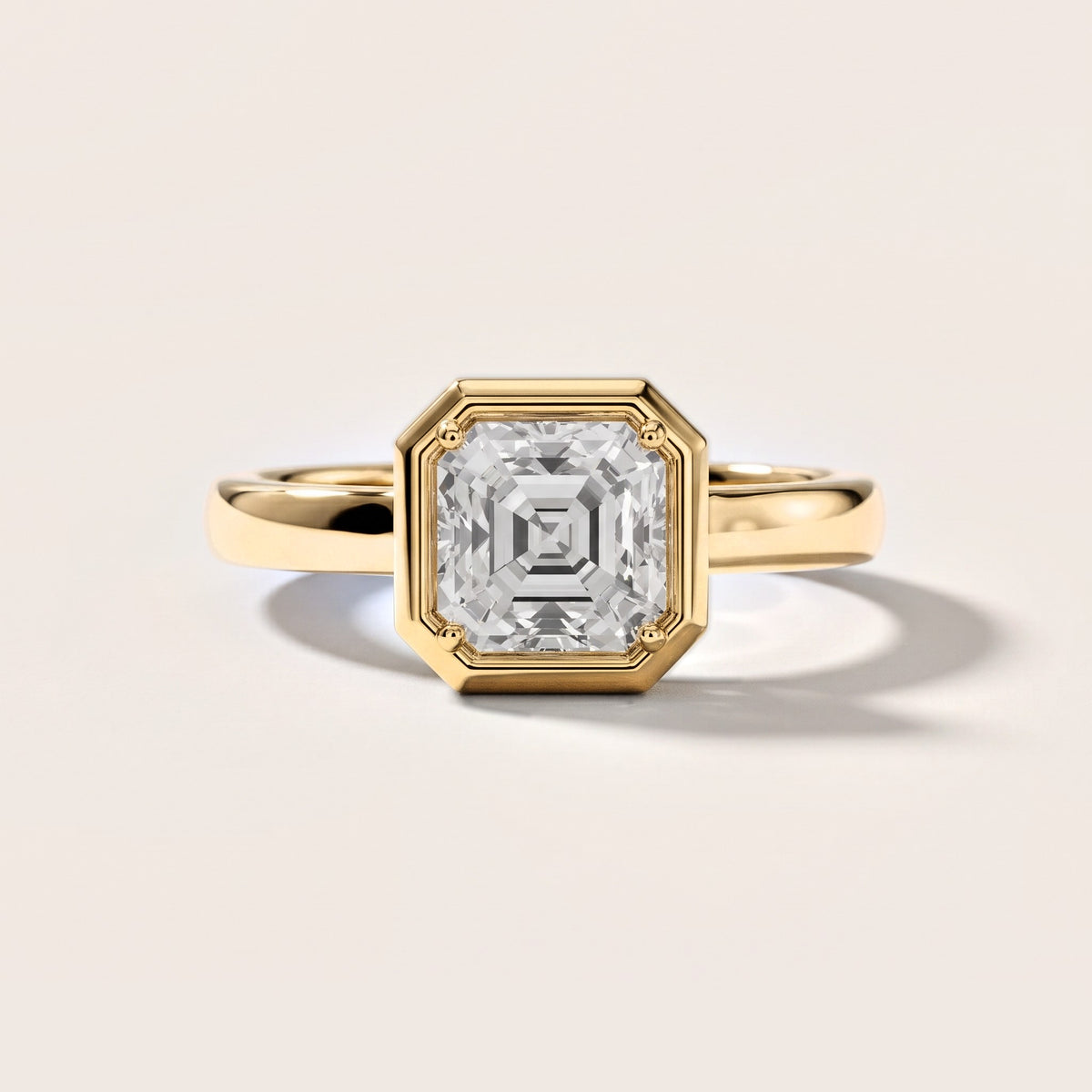 Alina Bezel Solitaire Asscher Diamond Engagement Ring in Yellow Gold [studio-metal-20261024]