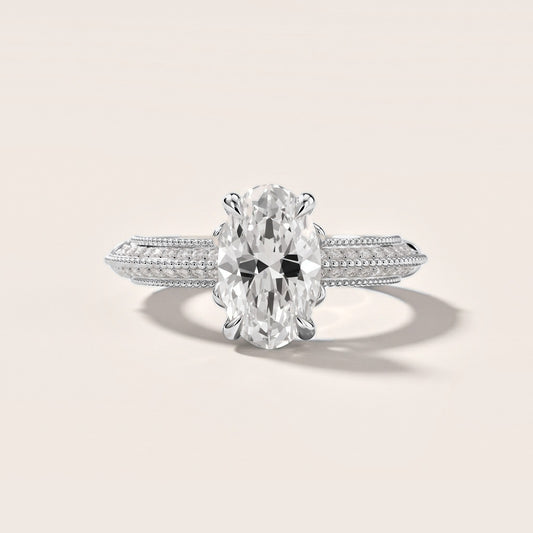 Chiara Vintage Milgrain Oval Diamond Engagement Ring in White Gold [studio-metal-20261024]
