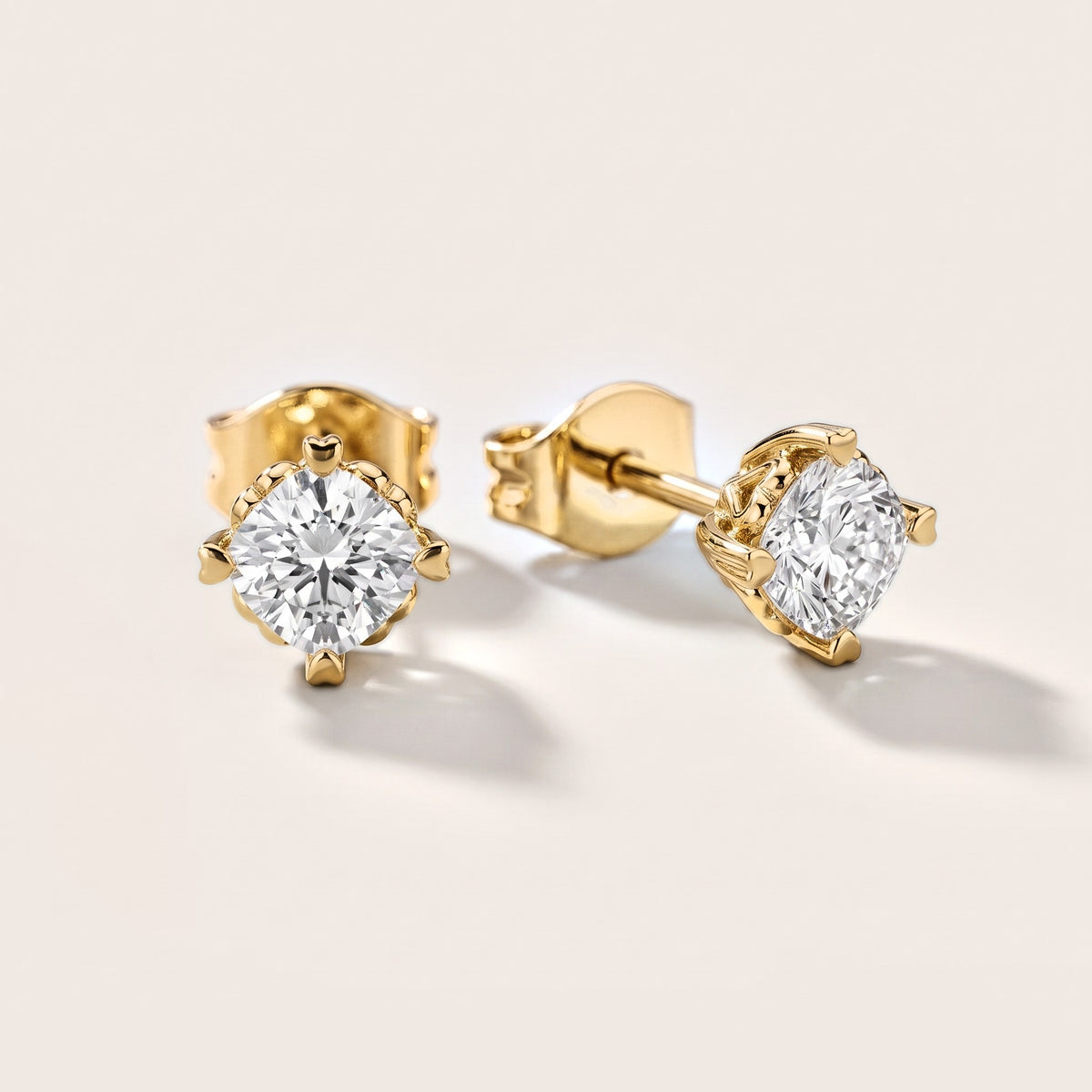 Petite Petal Cushion Diamond Earrings in Yellow Gold [studio-metal-20261024]