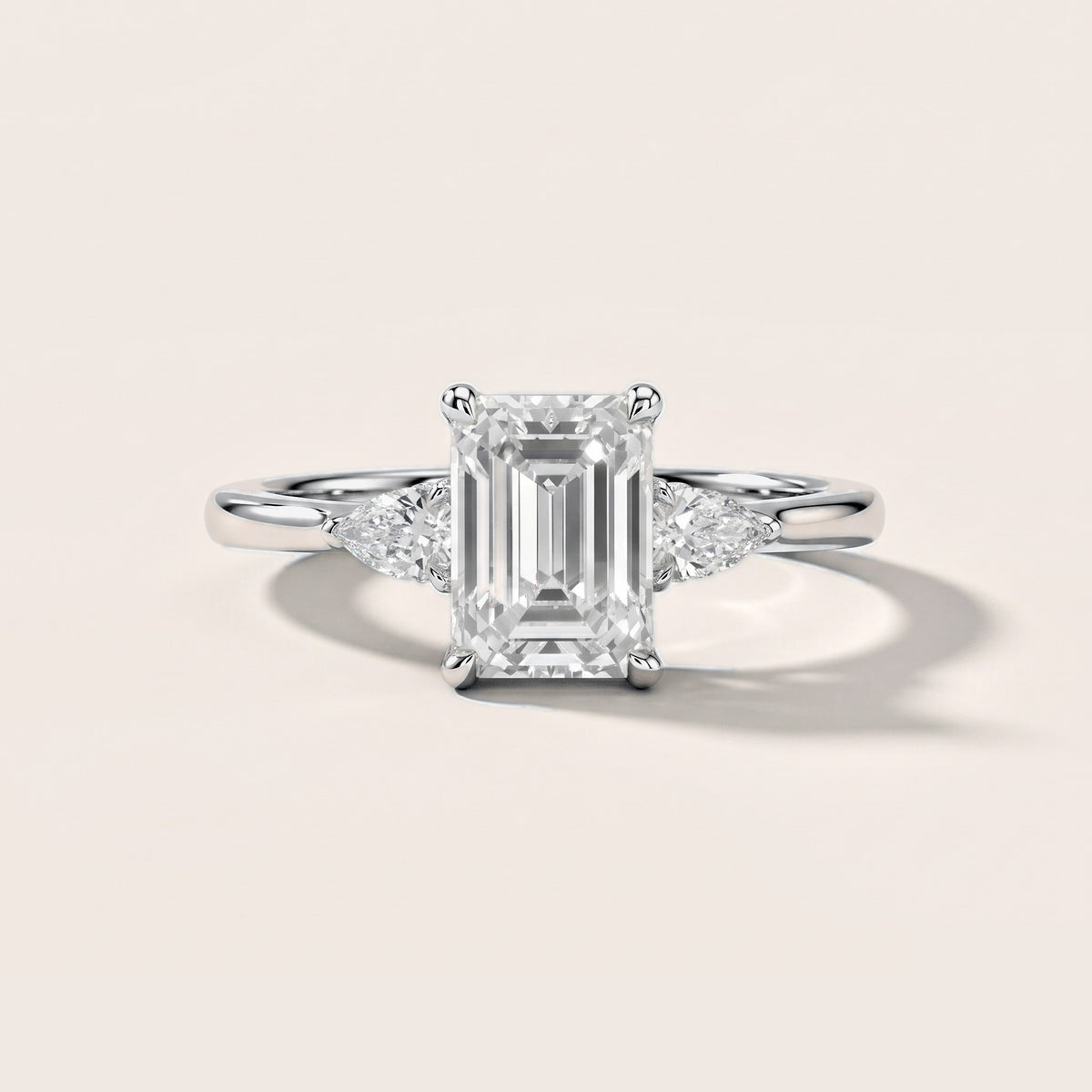 Leila Three-Stone Emerald Diamond Engagement Ring in Silver [studio-metal-20261024]