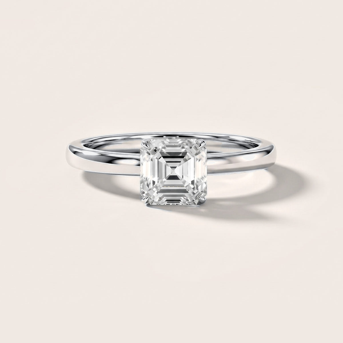 Serena Blossom Solitaire Asscher Diamond Ring in White Gold [studio-metal-20261024]