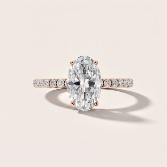 Juna French Pavé Solitaire Oval Diamond Engagement Ring in Rose Gold [studio-metal-20261024]