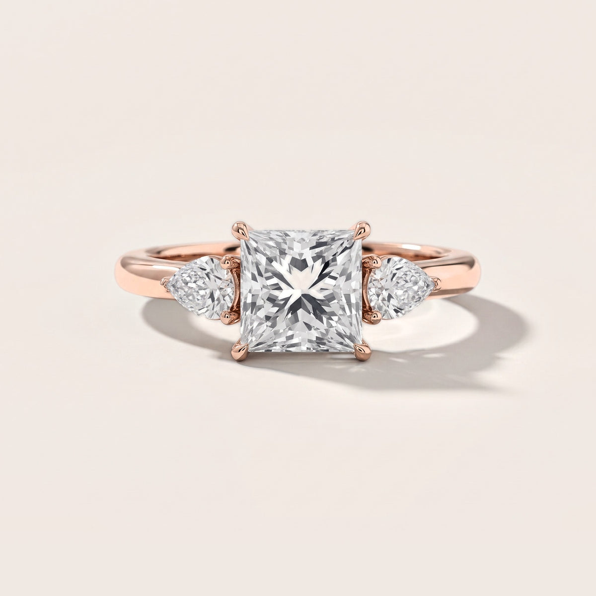 Stella Three-Stone Princess Diamond Engagement Ring in Rose Gold [studio-metal-20261024]