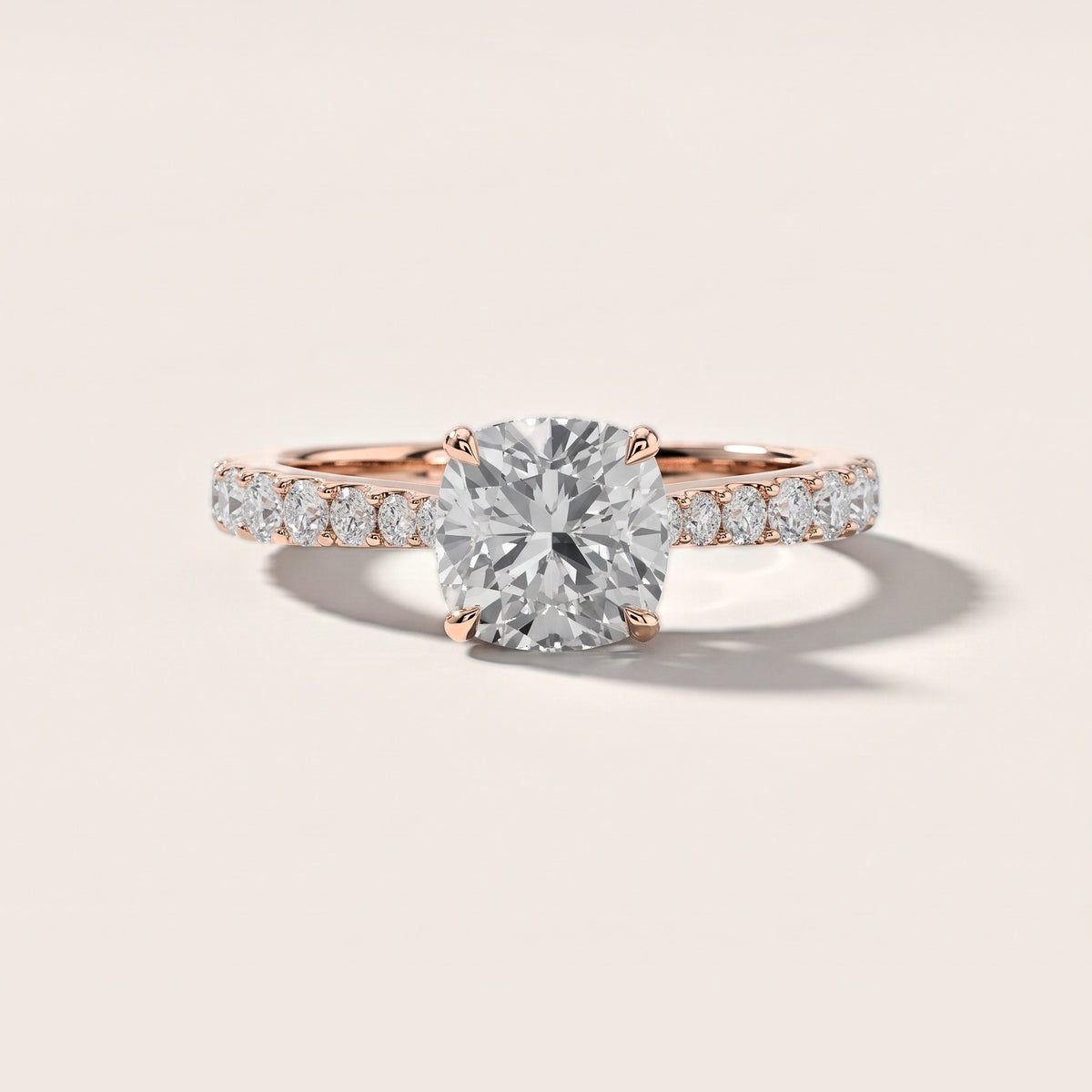 Gia Hidden Halo Pavé Cushion Diamond Engagement Ring in Rose Gold [studio-metal-20261024]