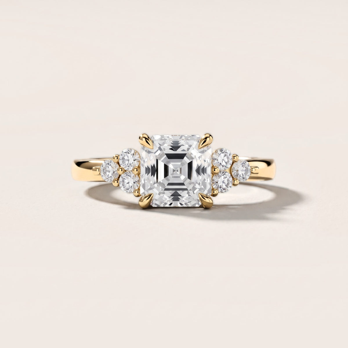 Anya Sidestone Cluster Asscher Diamond Engagement Ring in Yellow Gold [studio-metal-20261024]