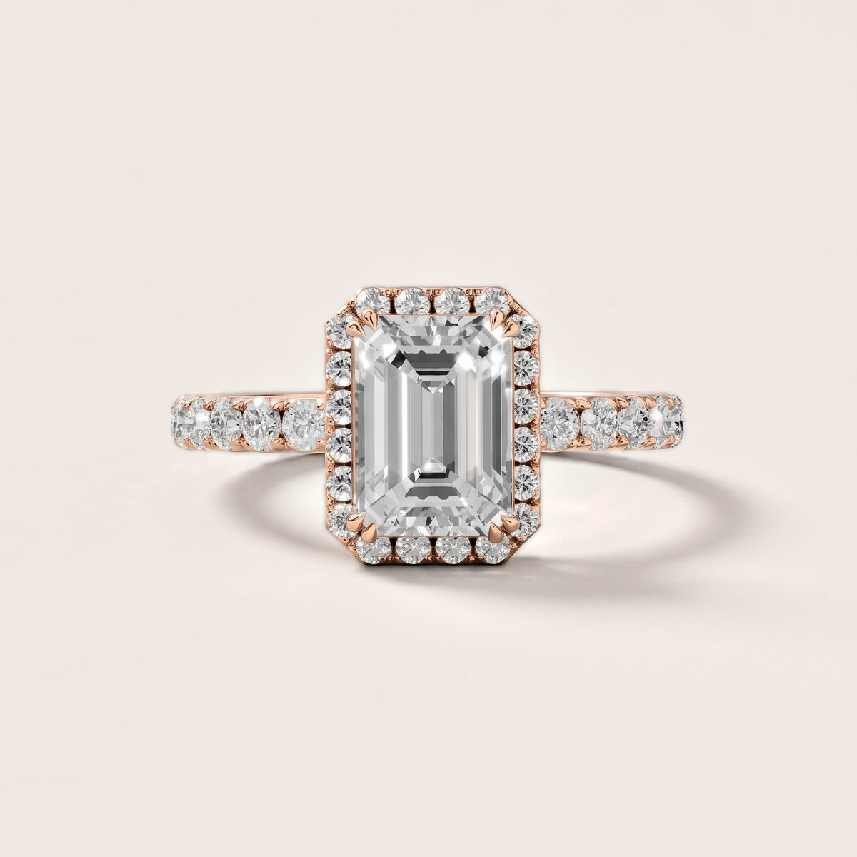 Chloe Halo Pavé Emerald Diamond Engagement Ring in Rose Gold [studio-metal-20261024]