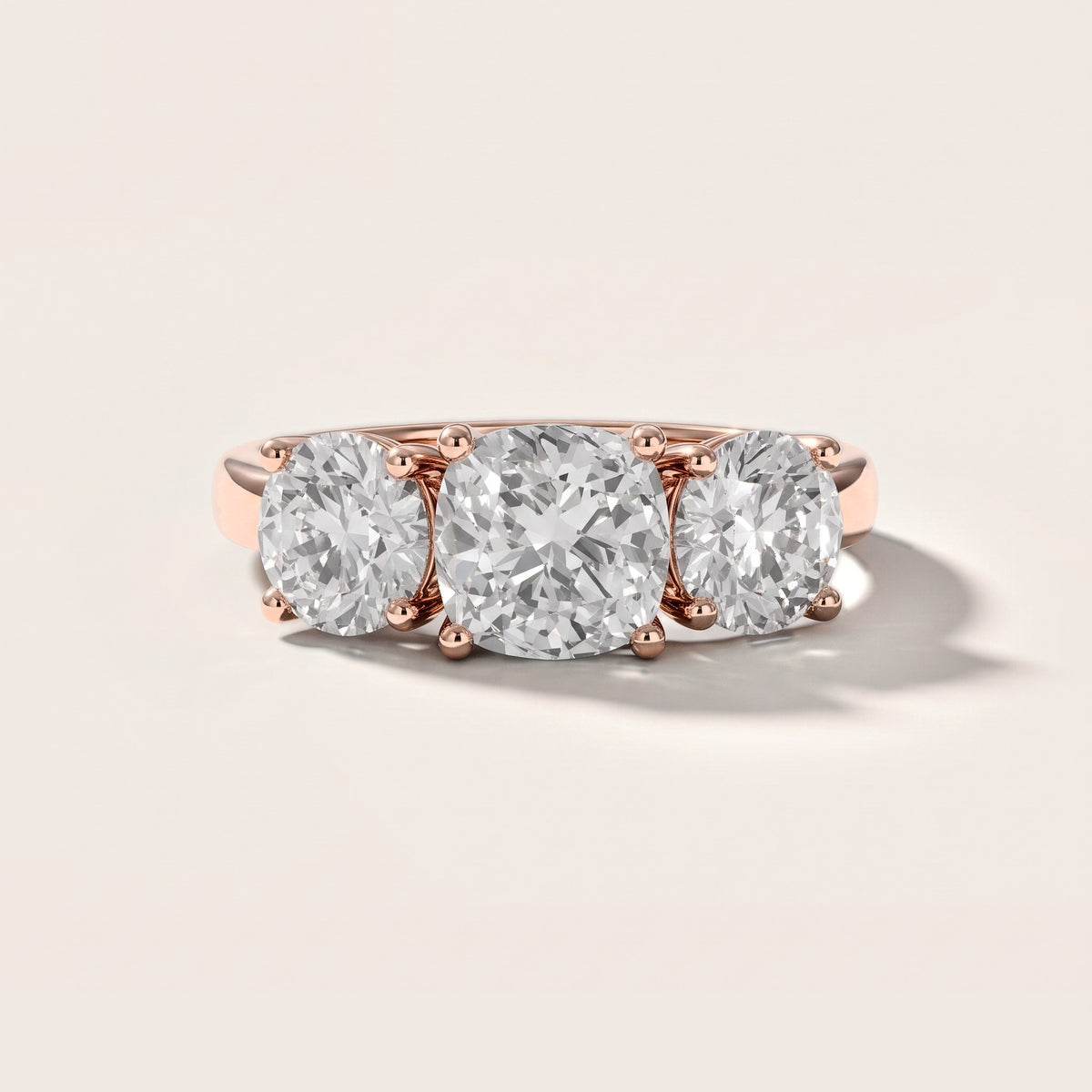 Esme Three-Stone Tapered Cushion Diamond Engagement Ring in Rose Gold [studio-metal-20261024]