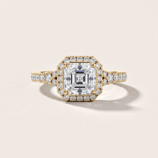 Bella Halo Pavé Asscher Diamond Engagement Ring in Yellow Gold [studio-metal-20261024]