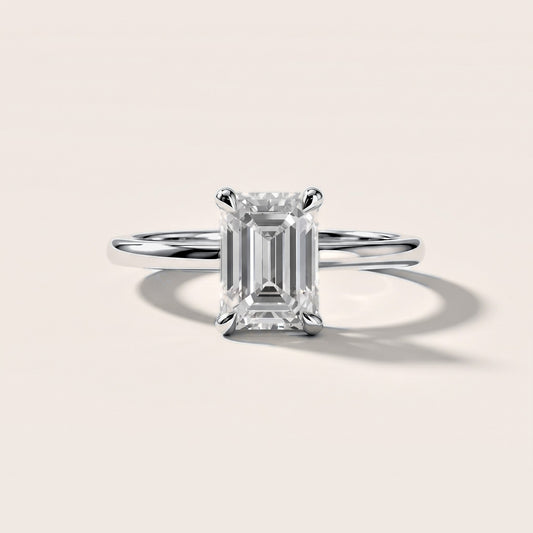 Nella Petite Solitaire Emerald Diamond Engagement Ring in White Gold [studio-metal-20261024]