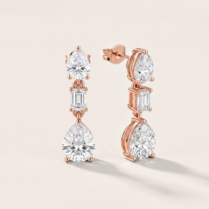 Celeste Emerald & Pear Diamond Drop Earrings in Rose Gold [studio-metal-20261024]