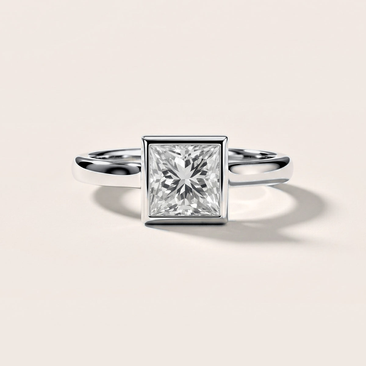 Jolie Bezel Solitaire Princess Diamond Engagement Ring in White Gold [studio-metal-20261024]