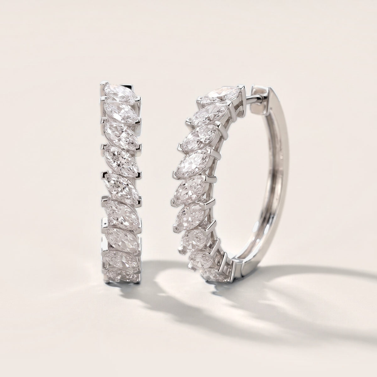 Marquise Diamond Hoop Earrings in White Gold [studio-metal-20261024]