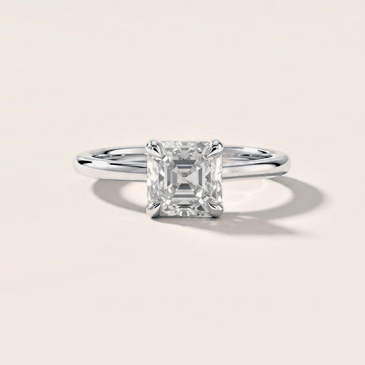 Nella Petite Solitaire Asscher Diamond Engagement Ring in White Gold [studio-metal-20261024]