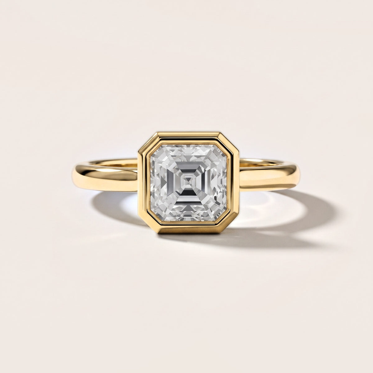 Maeve Bezel Solitaire Asscher Diamond Engagement Ring in Yellow Gold [studio-metal-20261024]