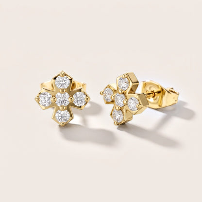 5-Stone Round Diamond Clove Earrings in Yellow Gold [studio-metal-20261024]