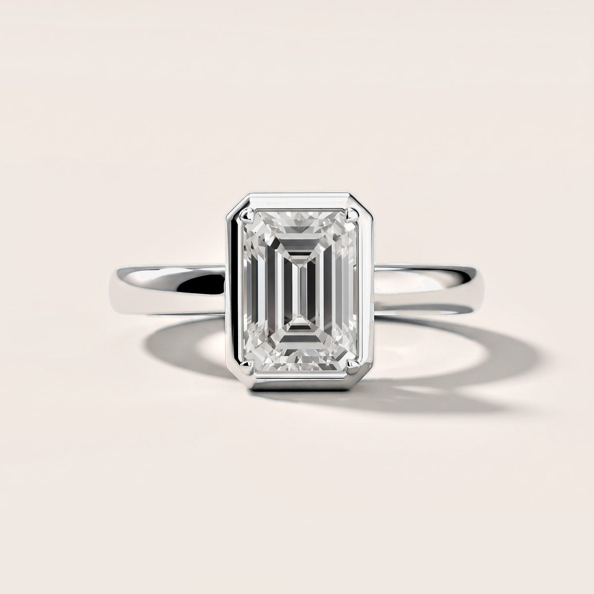 Alina Bezel Solitaire Emerald Diamond Engagement Ring in Silver [studio-metal-20261024]