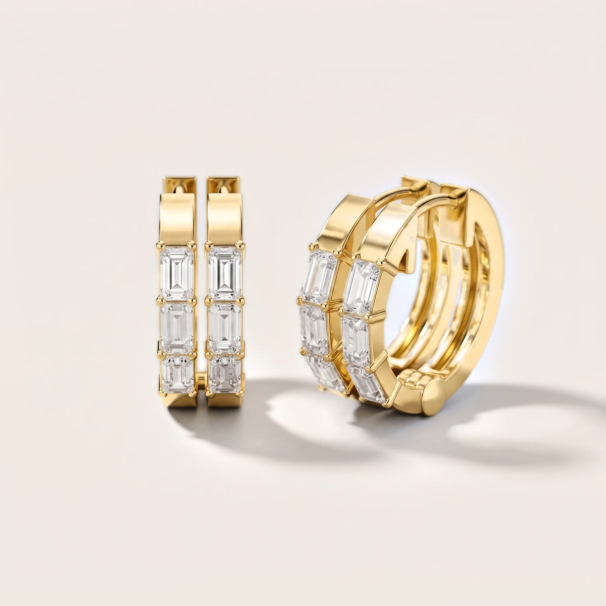Stella Emerald Diamond Huggie Hoop Earrings in Yellow Gold [studio-metal-20261024]