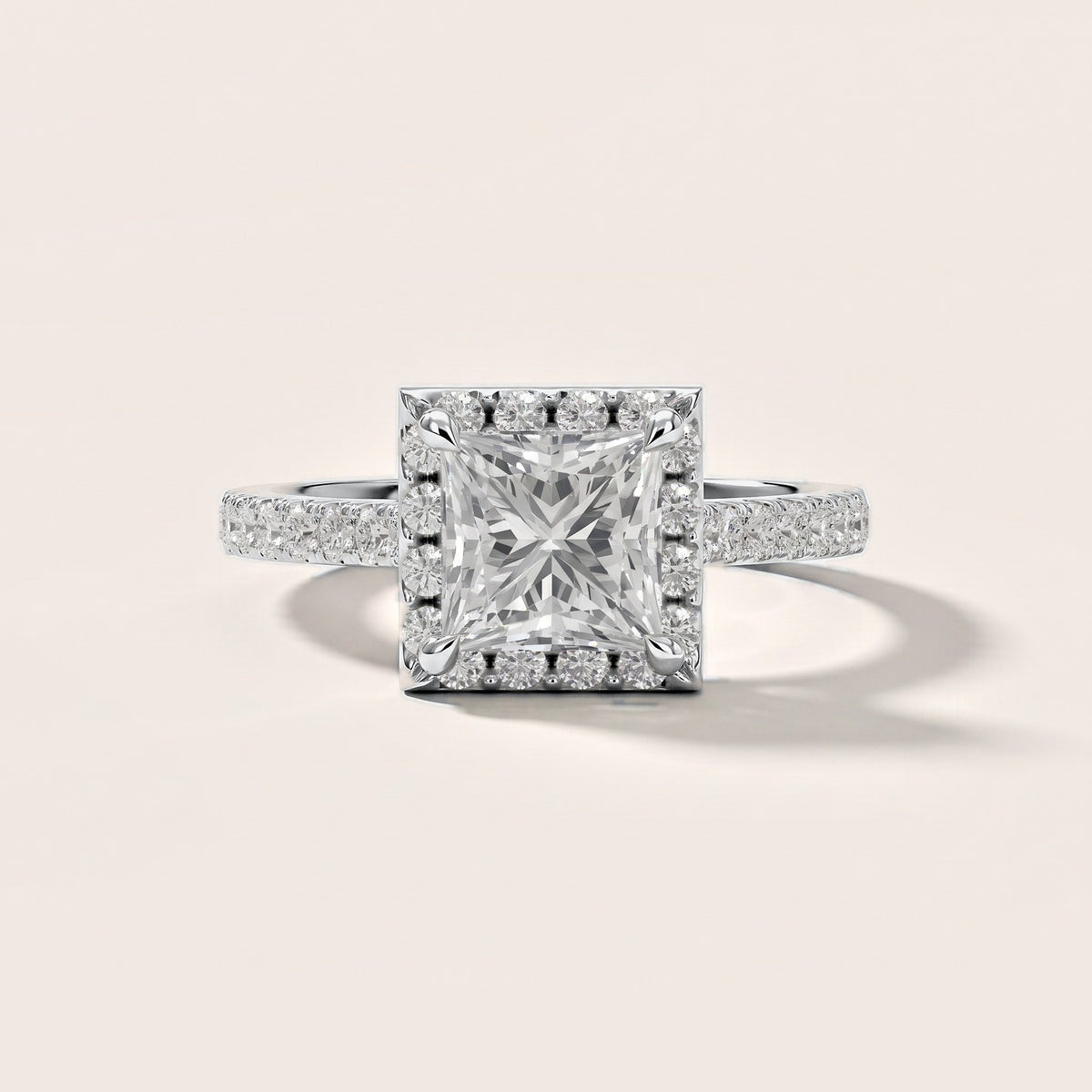 Amara Halo Claw Prong Princess Diamond Engagement Ring in White Gold [studio-metal-20261024]
