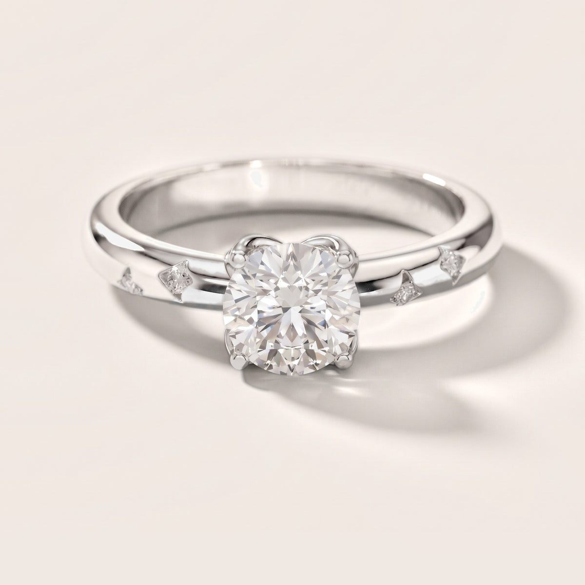 Petal Round Diamond Engagement Ring in White Gold [studio-metal-20261024]