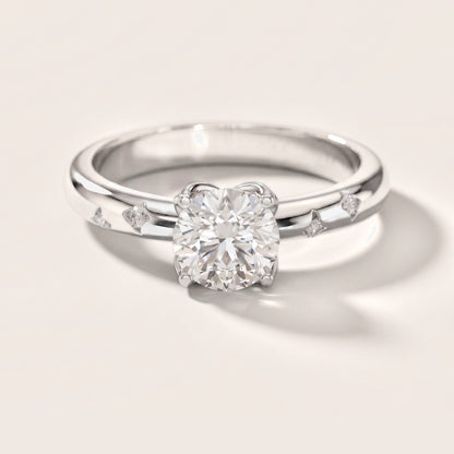 Petal Round Diamond Engagement Ring in White Gold [studio-metal-20261024]