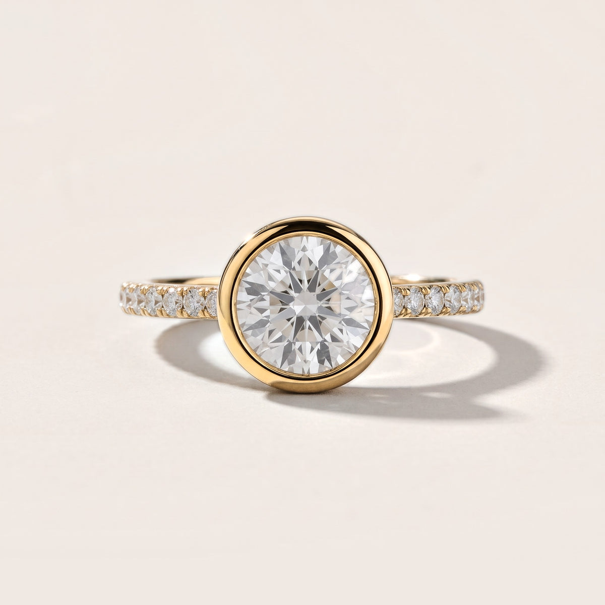 Cora Bezel Pavé Round Diamond Engagement Ring in Yellow Gold [studio-metal-20261024]
